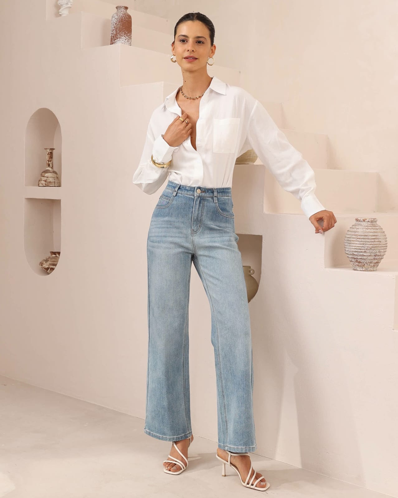 White Long Sleeve Button-up