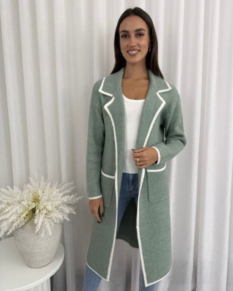 White Trim Green Coat