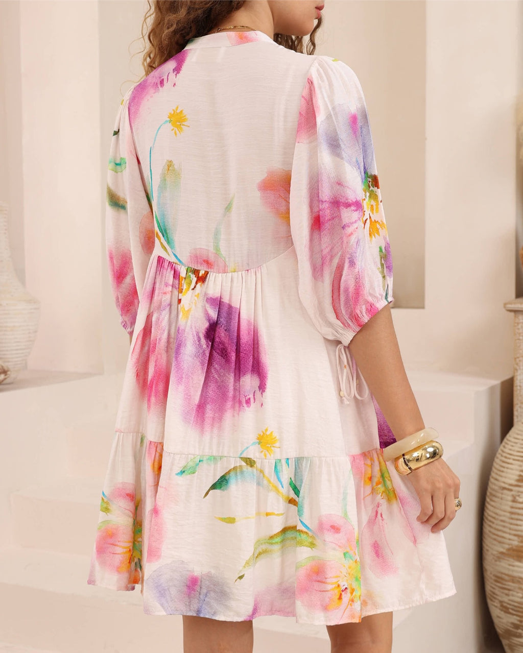 Floral Button-Front Mini Dress