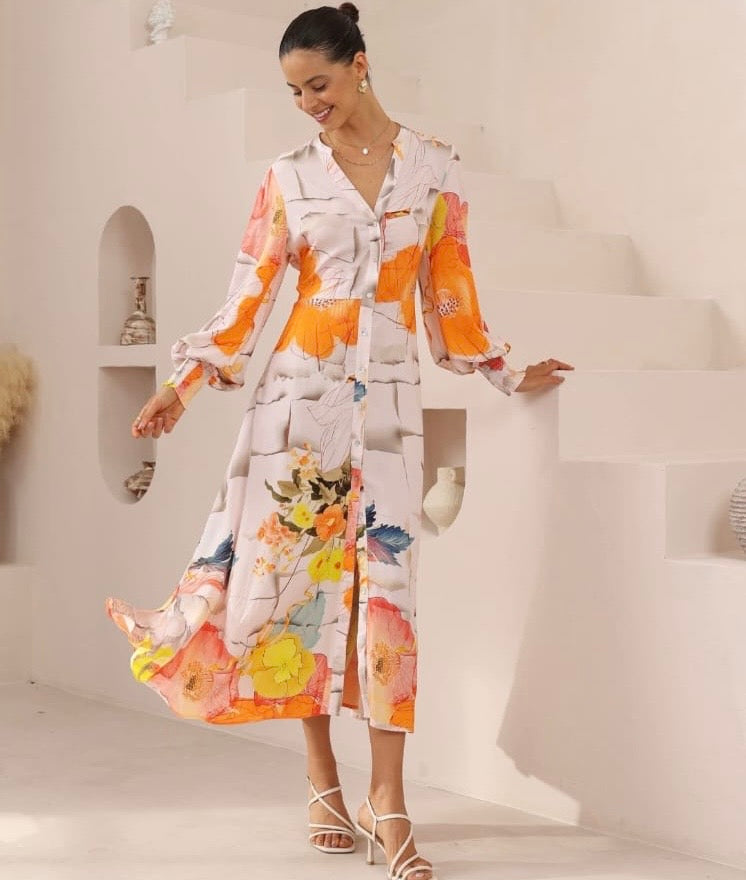 Orange Floral Dress