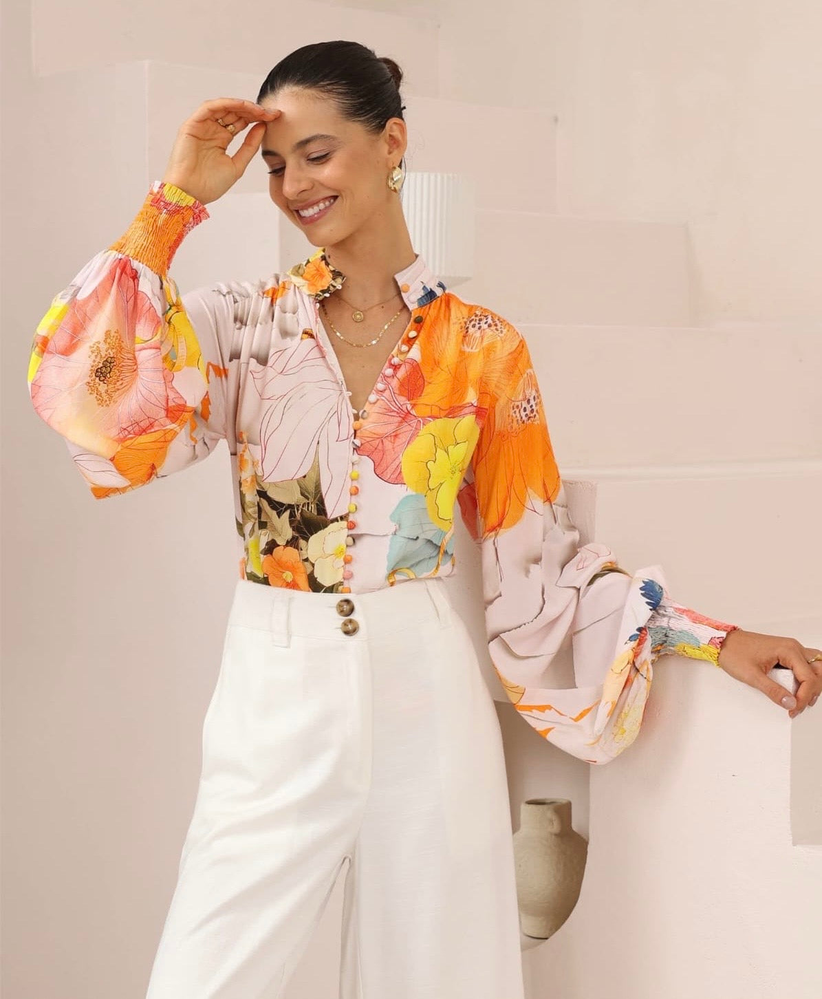 Orange Floral Top
