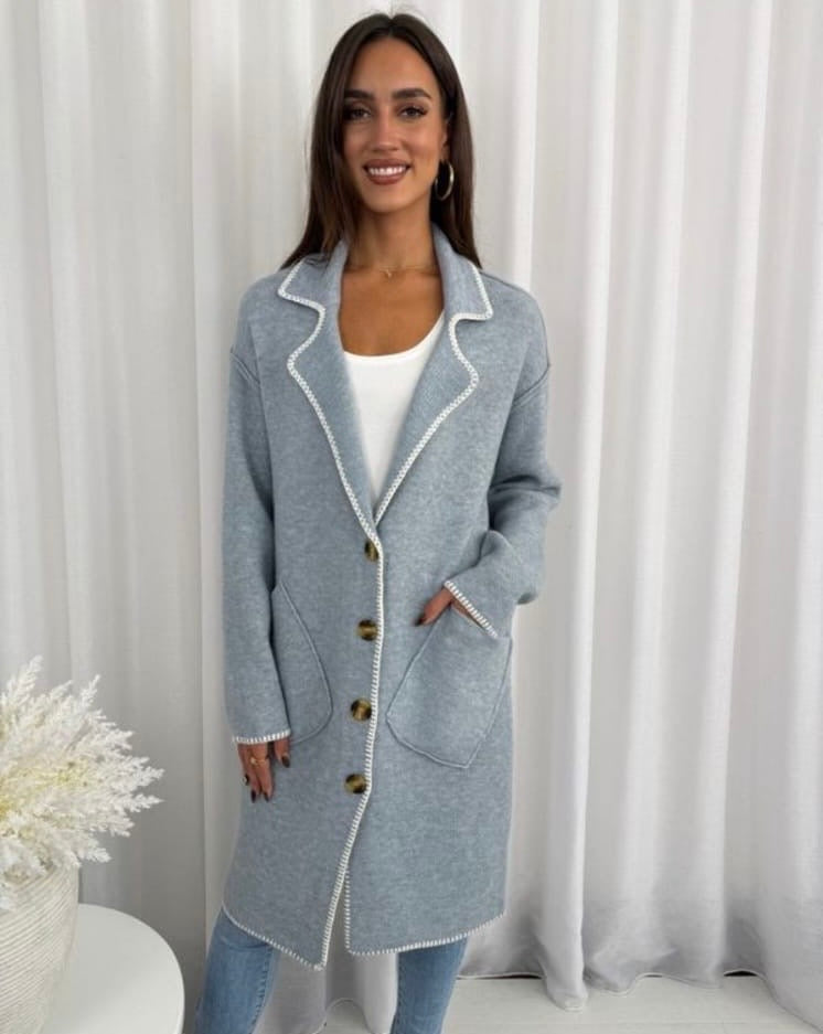 White Trim Blue Coat