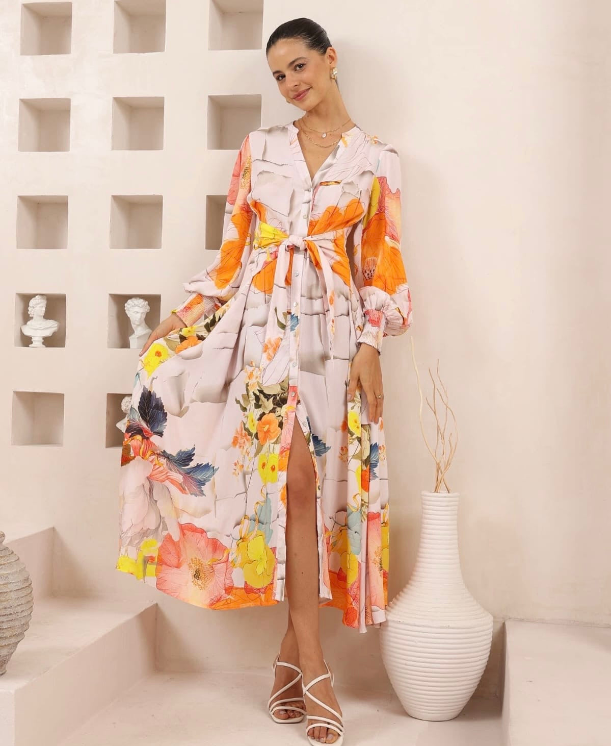 Orange Floral Dress