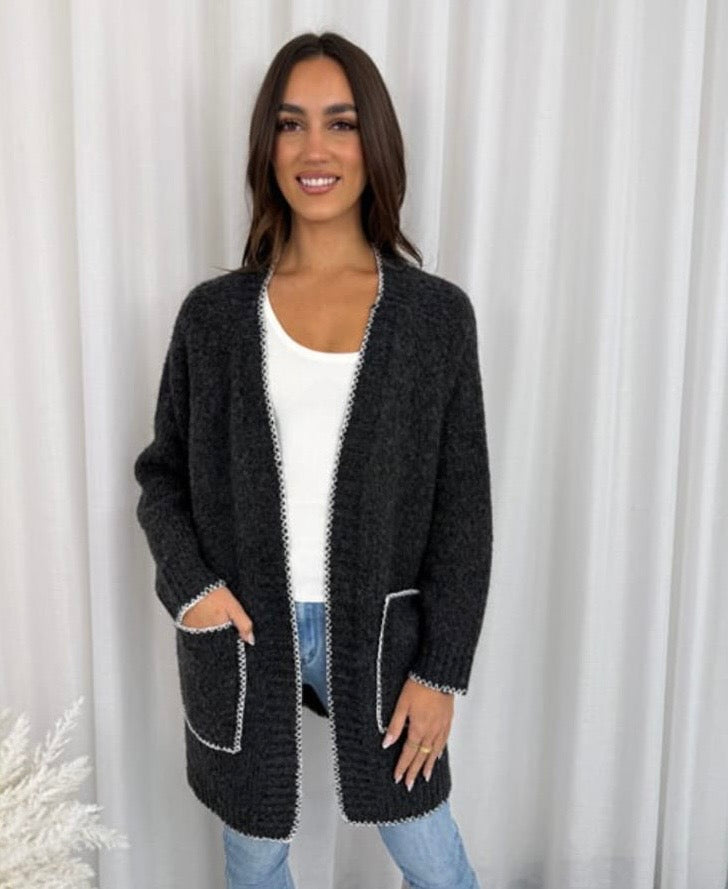 Oversized Grey Knit Cardigan