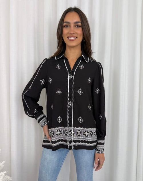 Black Geometric Blouse