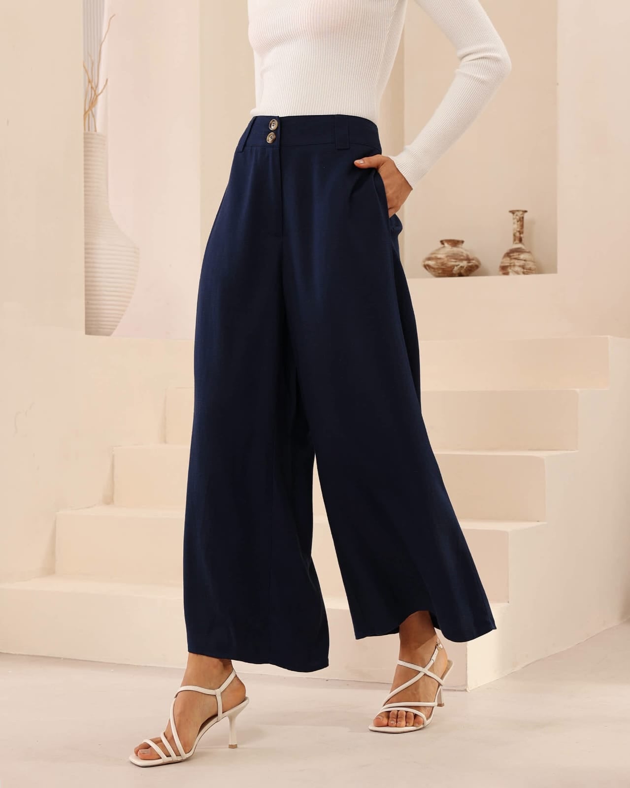 Navy Flowy Pant