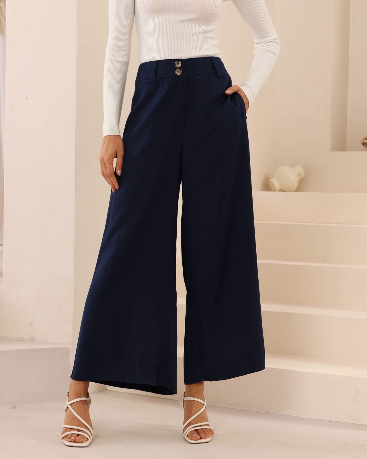 Navy Flowy Pant