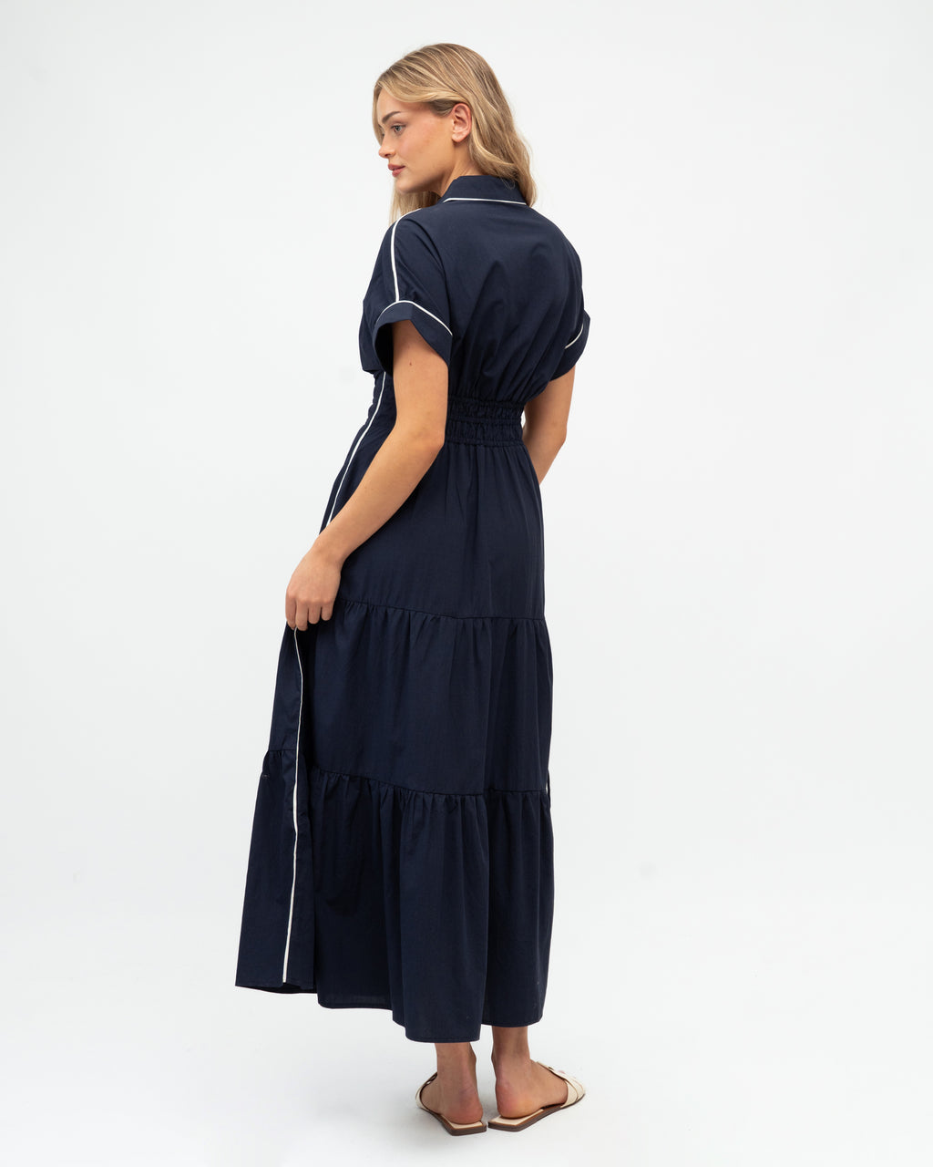 Contrast Tipped Midi Dress