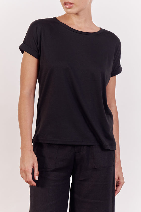 The Rolled Slv Tee - Black