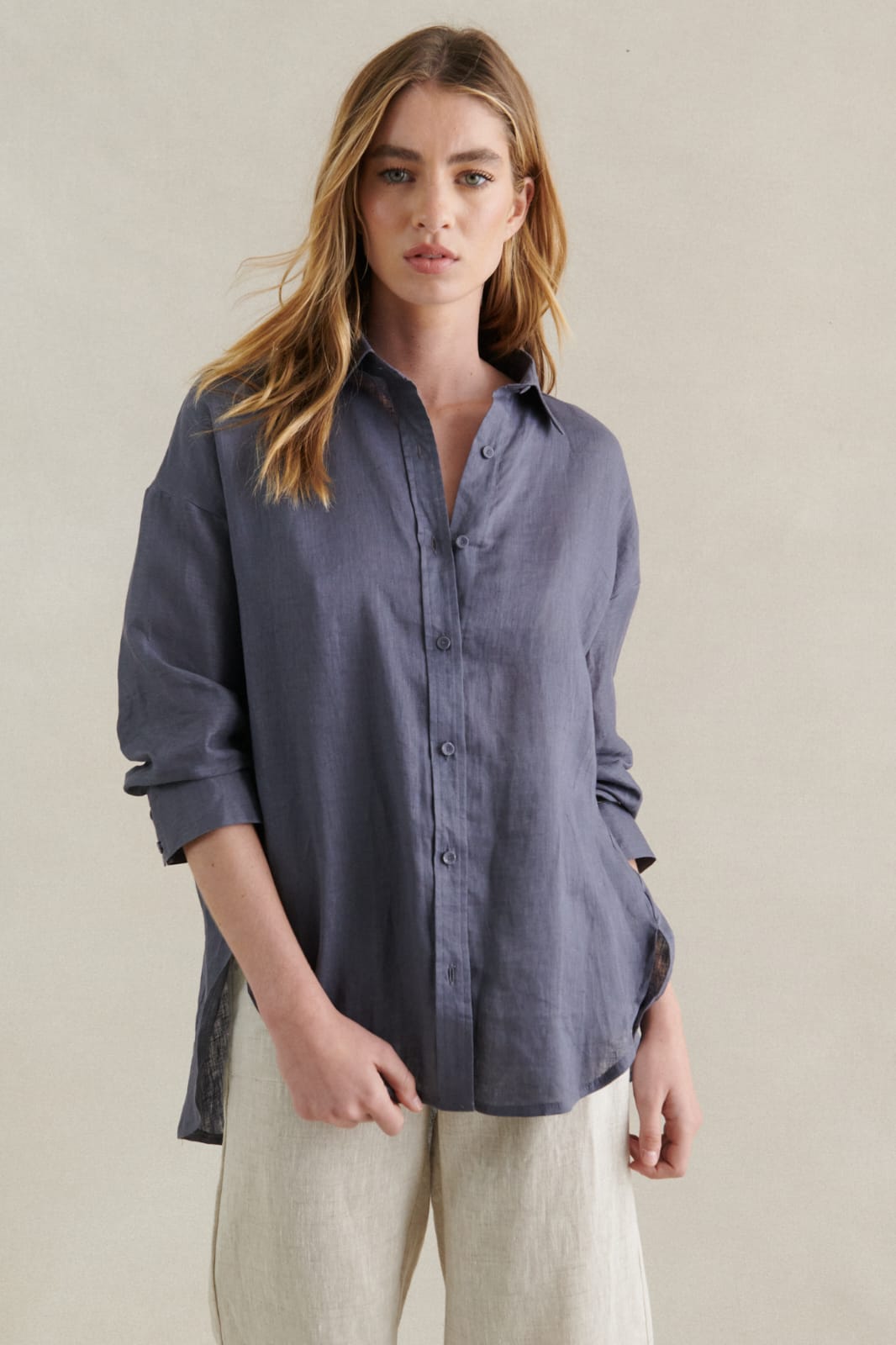 Oversized Navy Boyfriend Shirt