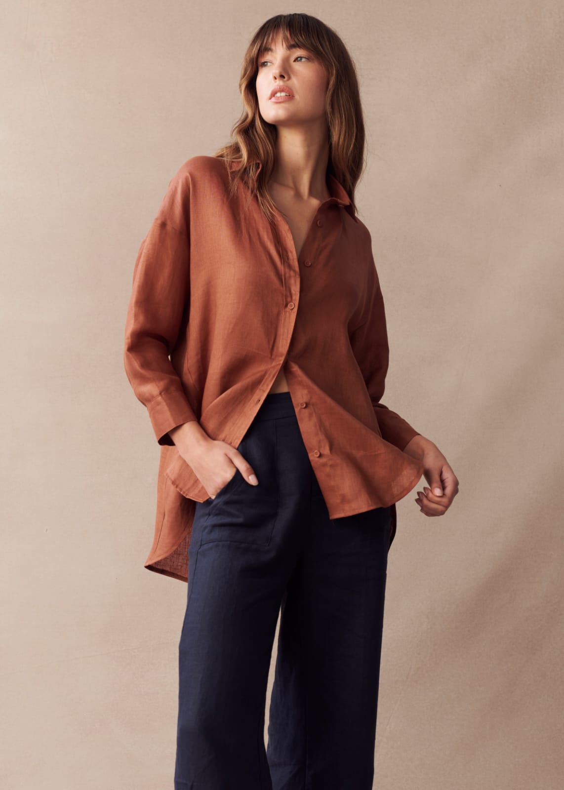Oversized Rust Boyfriend Shirt