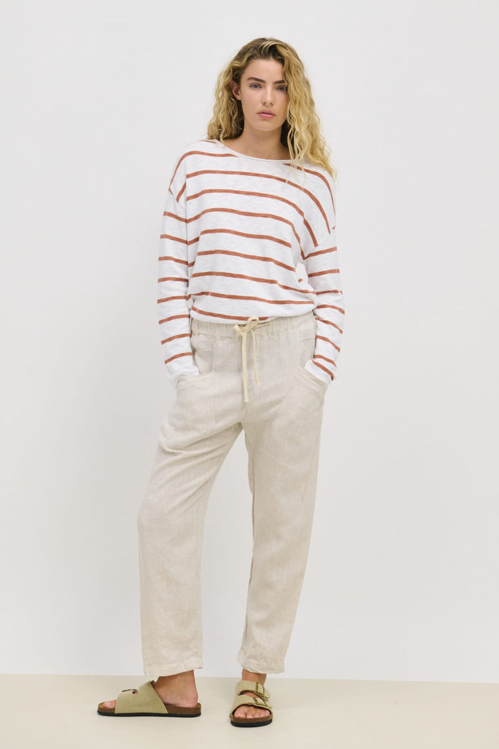 Natural White Linen Pants
