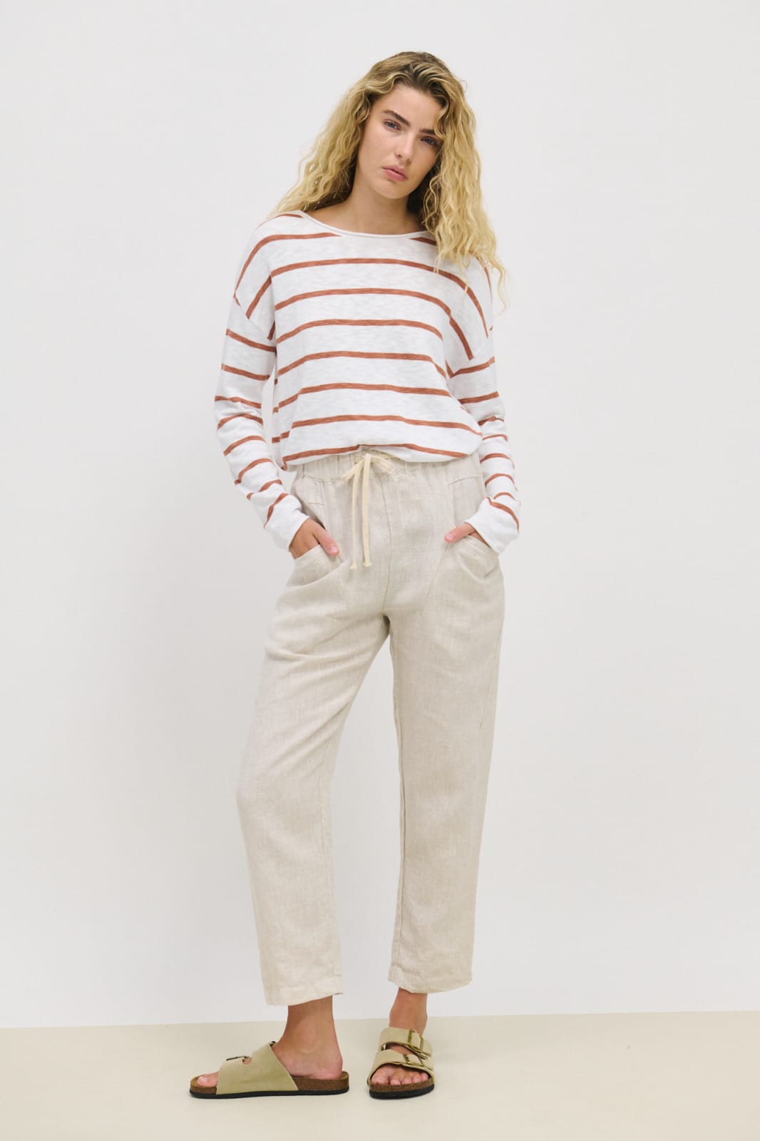 Natural White Linen Pants