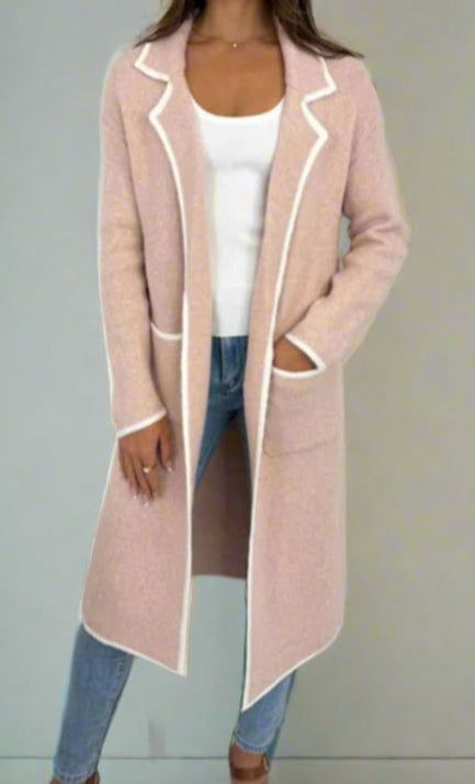 White Trim Pink Coat