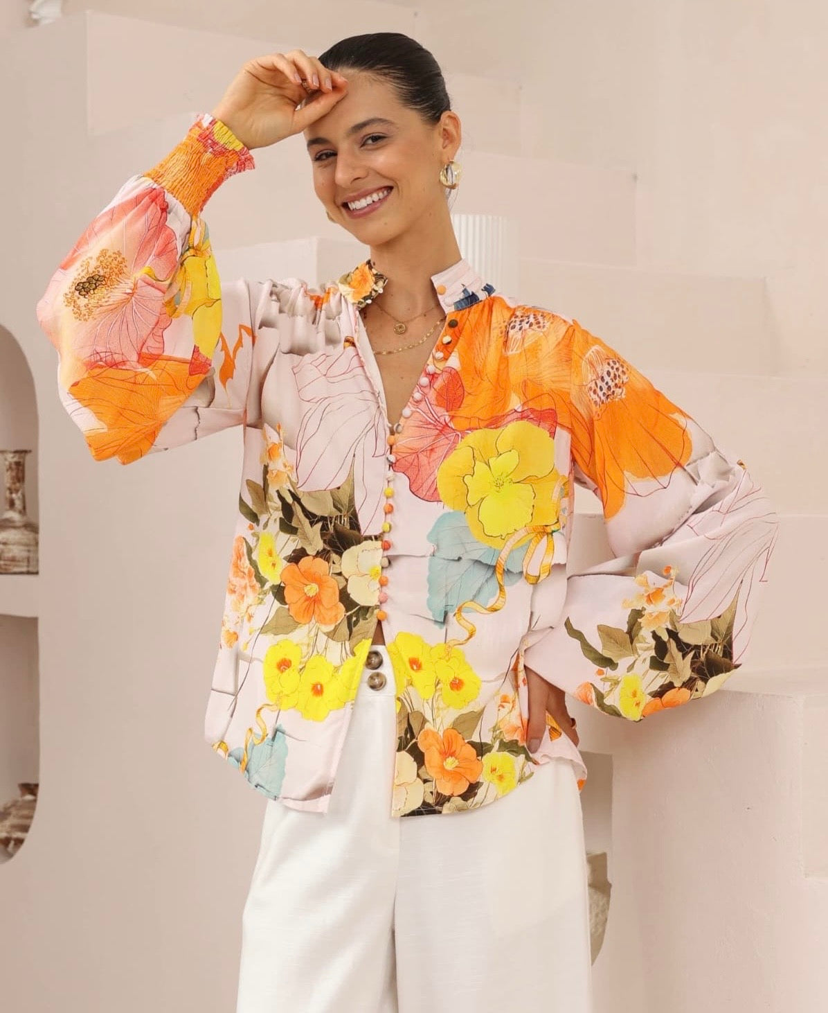 Orange Floral Top