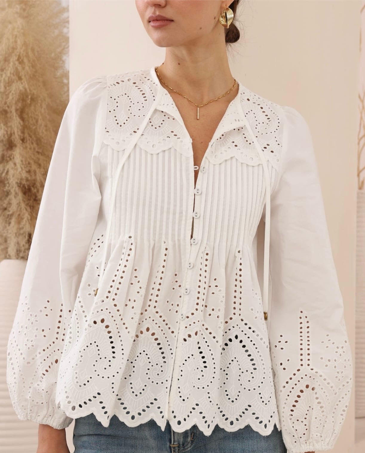 White Eyelet Top