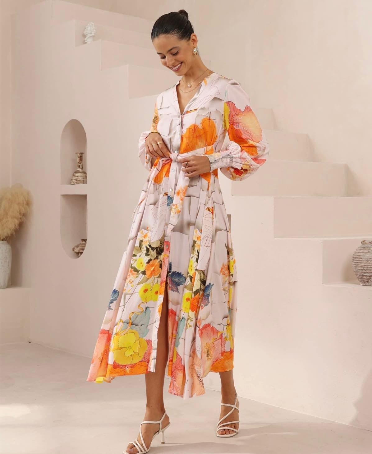 Orange Floral Dress