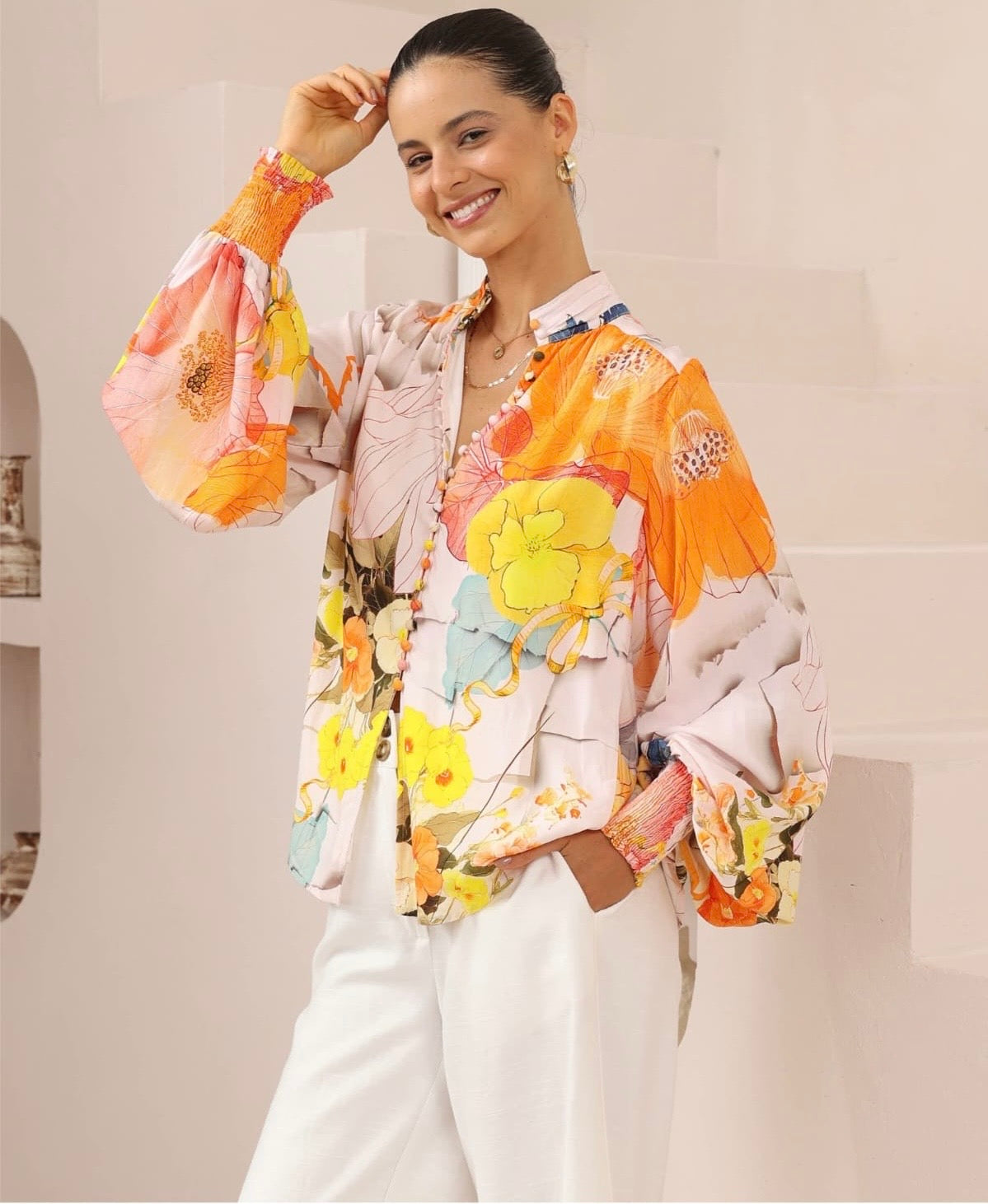Orange Floral Top