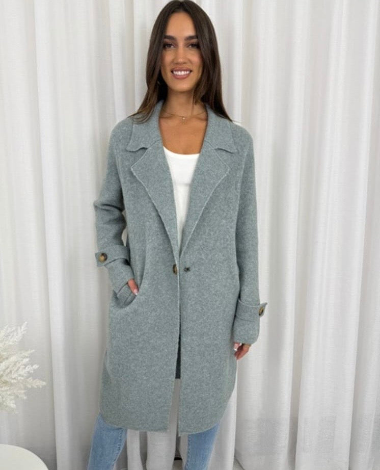 Green Knee-Length Coat