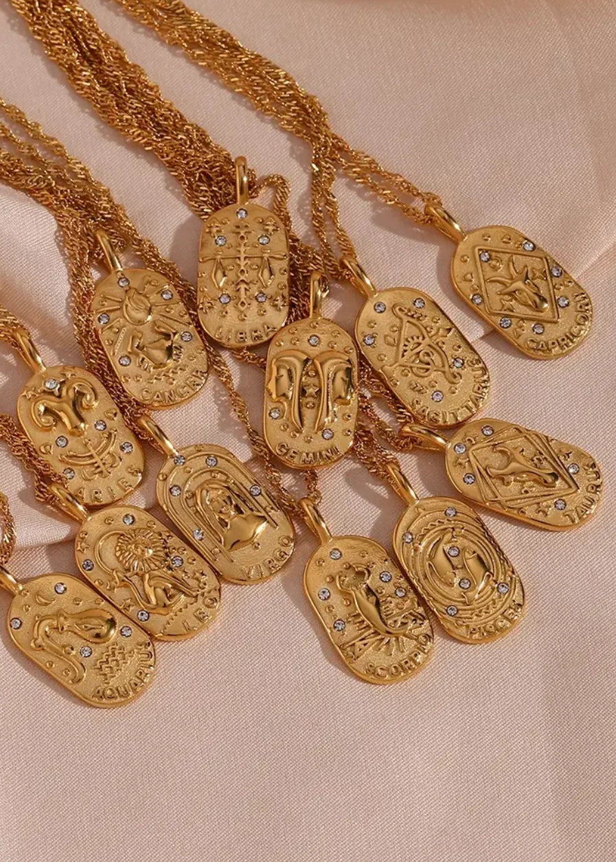 Gold Zircon Tarot Necklace