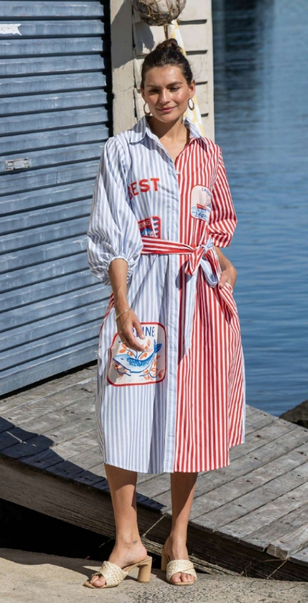 Contrast Stripe Shirt Dress