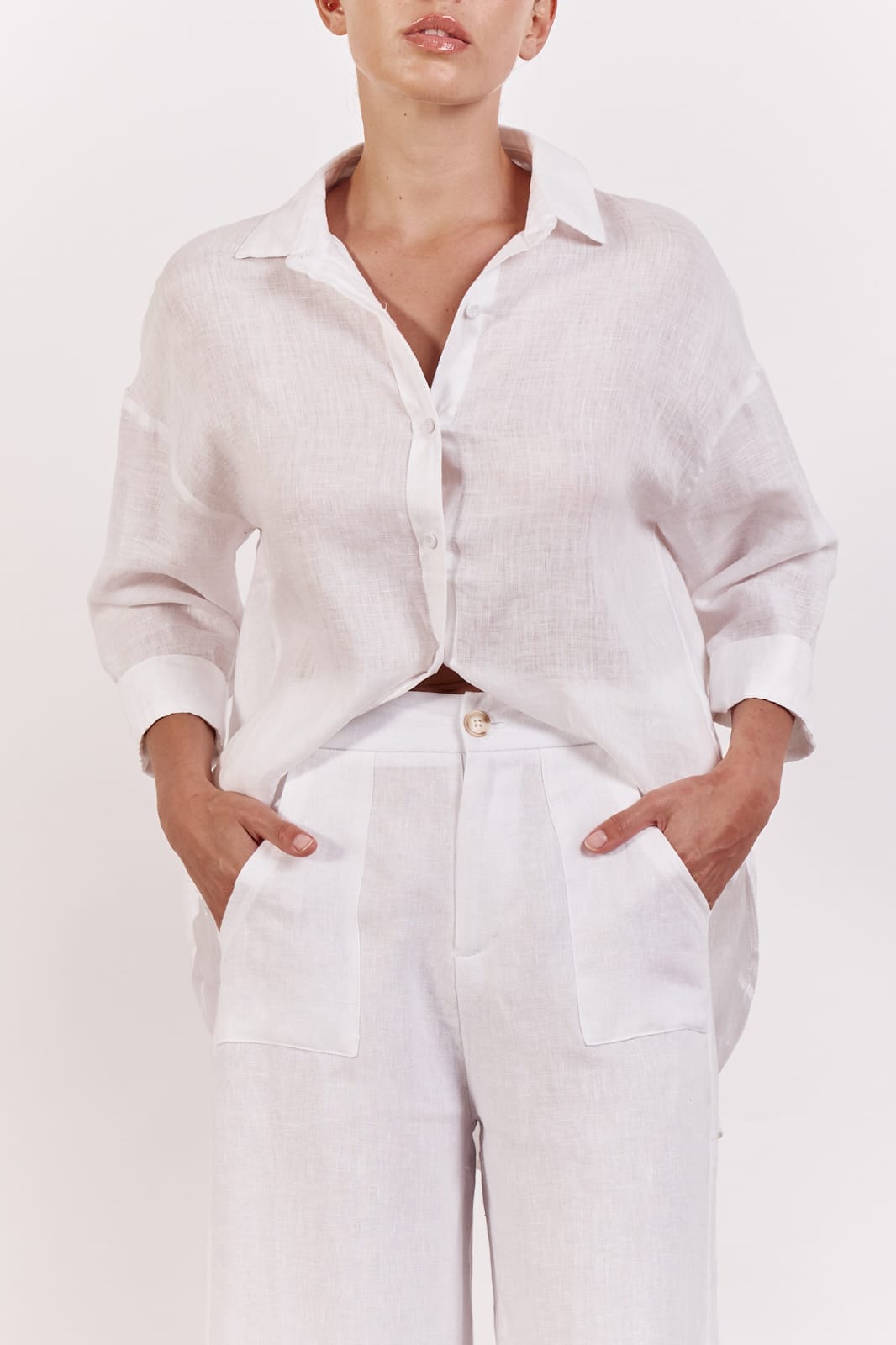 White Linen Boyfriend Shirt